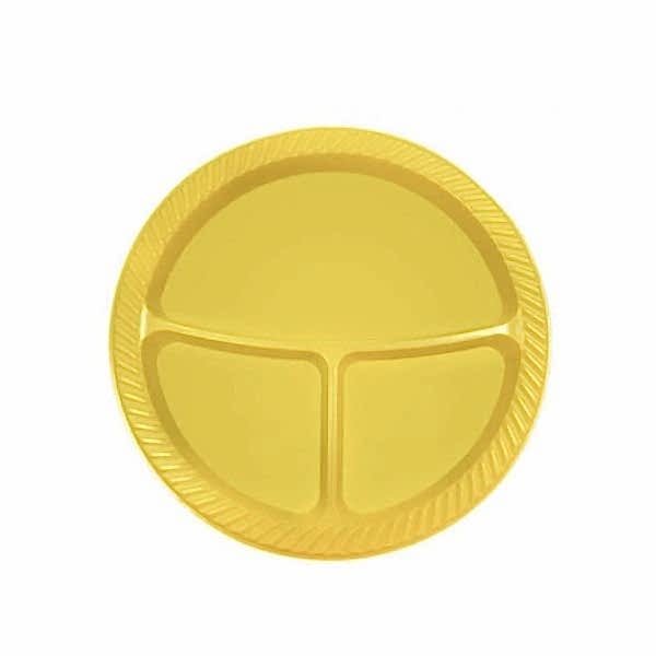 Tabak Plastik çap 26 cm 3 Gözlü Sarı 25 ADETLİ