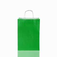Çanta Beyaz Kraft 25x31x12 Cm Burgu Sap Yeşil 50 ADETLİ PAKET