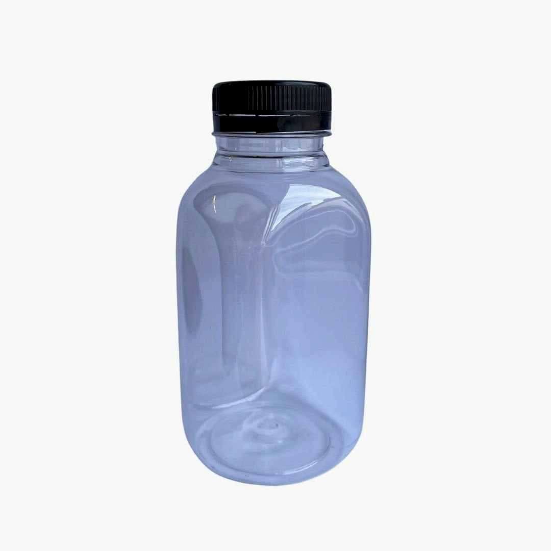 Plastik Köşeli Şeffaf Şişe Kapaklı 330 ml 220 Adet