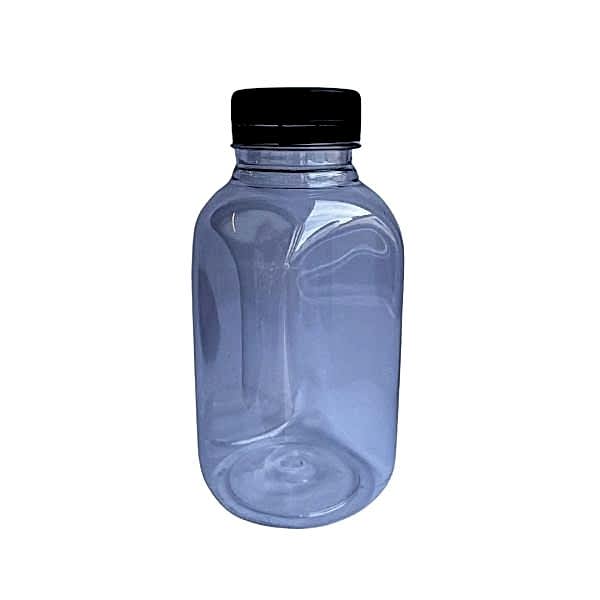 Plastik Köşeli Şeffaf Şişe Kapaklı 330 ml 220 Adet