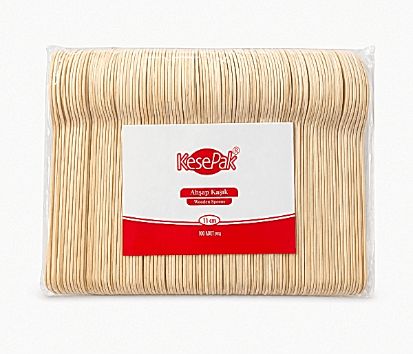 Kaşık Tahta 11 cm 100 Adetli Pakette