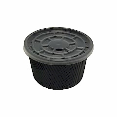 Çorba Kase Tırtıklı Siyah Plastik Kap+Kapak 14 OZ