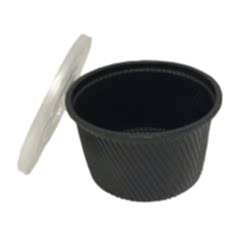 Çorba Kase Tırtıklı Siyah Plastik Kap+Kapak 14 OZ