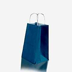 Çanta Beyaz Kraft 25x31x12 Cm Burgu Sap Mavi