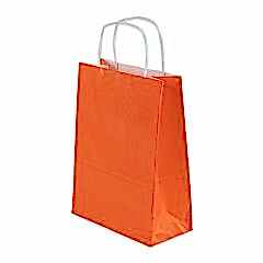 Çanta Beyaz Kraft 32x40x12 Cm Burgu Sap Turuncu