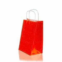 Çanta Beyaz Kraft 25x31x12 Cm Burgu Sap Turuncu