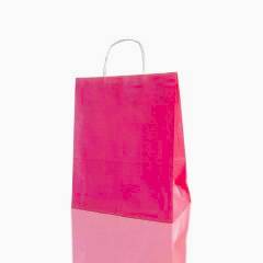 Çanta Beyaz Kraft 25x31x12 Cm Burgu Sap Pembe