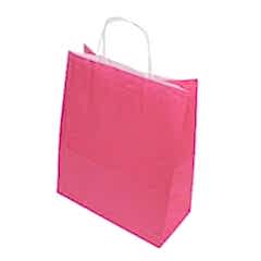 Çanta Beyaz Kraft 25x31x12 Cm Burgu Sap Pembe