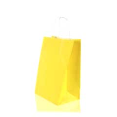 Çanta Beyaz Kraft 25x31x12 Cm Burgu Sap Sarı