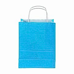 Çanta Beyaz Kraft 18x24x9 cm Burgu Sap Mavi