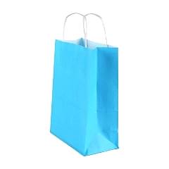 Çanta Beyaz Kraft 32x40x12 cm Burgu Sap Mavi