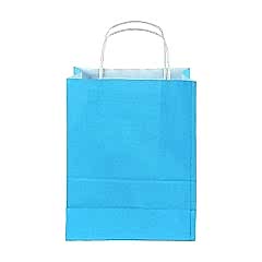 Çanta Beyaz Kraft 32x40x12 cm Burgu Sap Mavi