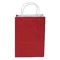 Çanta Beyaz Kraft 18x24x9 cm Burgu Sap Bordo