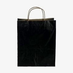 Çanta Kraft 18x24x9 cm Burgu Sap Siyah 50 Adetli