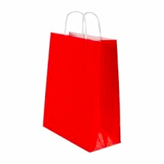Çanta Beyaz Kraft 32x40x12 Cm Burgu Sap Kırmızı